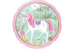 Standard Holographic Magical Unicorn Happy Birthday Foil Balloon S55 P