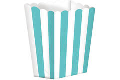5 Popcorn Boxes Stripes Robin's Egg Blue Paper 6.3 x 13.4 x 3.8 cm