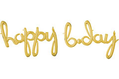 Foil Balloons – Shape – Letters "happy b*day" - Gold