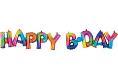 Foil Balloons – Shape – Letters “HAPPY B*DAY” - Rainbow - 76 x 45 cm