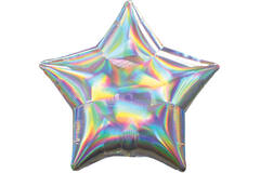 Foil Balloon - Shape - Star - Holographic Iridescent Silver - 45 cm