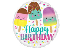 Standard Happy Ice Cream Birthday Foil Balloon S40 Packaged 43 cm
