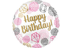 Standard Happy Birthday Gems Foil Balloon S40 Packaged 43 cm