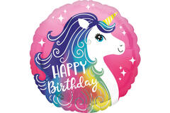 Standard HX Pink Unicorn Happy Birthday Foil Balloon S40 Packaged