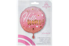 Foil Balloon - "Hello WORLD!" - Pink - 45 cm
