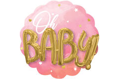 Foil Balloon - 3D - "Oh BABY!" - Pink - 71 x 71 cm