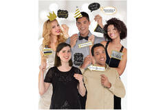 Photo Booth Kit Sparkling Gold Celebrations Paper / Plastic 13 Pieces 35.5 x 21.5 cm