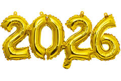 Block Phrase 2026 White Gold Foil Balloon Packaged 60 x 22 c