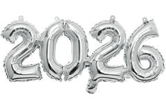 Block Phrase 2026 Silver Foil Balloon Packaged 60 x 22 cm