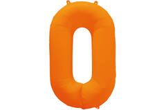Foil Balloon Number 0 - Neon Orange - 86 cm