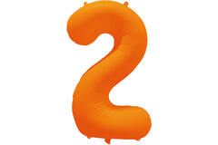 Foil Balloon Number 2 - Neon Orange - 86 cm