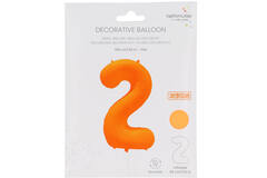 Foil Balloon Number 2 - Neon Orange - 86 cm