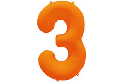 Foil Balloon Number 3 - Neon Orange - 86 cm