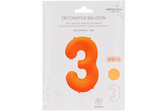 Foil Balloon Number 3 - Neon Orange - 86 cm