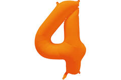 Foil Balloon Number 4 - Neon Orange - 86 cm