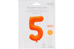 Foil Balloon Number 5 - Neon Orange - 86 cm