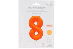 Foil Balloon Number 8 - Neon Orange - 86 cm