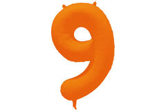 Foil Balloon Number 9 - Neon Orange - 86 cm