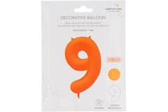Foil Balloon Number 9 - Neon Orange - 86 cm