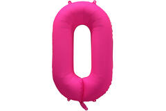 Foil Balloon Number 0 - Neon Pink - 86 cm