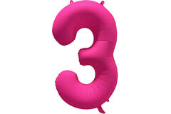 Foil Balloon Number 3 - Neon Pink - 86 cm
