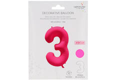 Foil Balloon Number 3 - Neon Pink - 86 cm