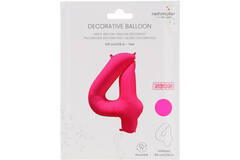 Foil Balloon Number 4 - Neon Pink - 86 cm