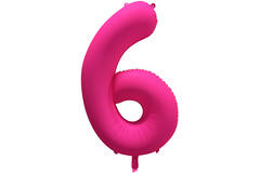 Foil Balloon Number 6 - Neon Pink - 86 cm