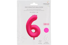 Foil Balloon Number 6 - Neon Pink - 86 cm
