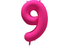 Foil Balloon Number 9 - Neon Pink - 86 cm