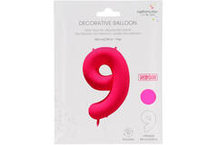 Foil Balloon Number 9 - Neon Pink - 86 cm