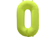 Foil Balloon Number 0 - Neon Yellow - 86 cm