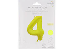 Foil Balloon Number 4 - Neon Yellow - 86 cm