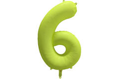 Foil Balloon Number 6 - Neon Yellow - 86 cm