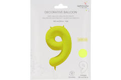 Foil Balloon Number 9 - Neon Yellow - 86 cm
