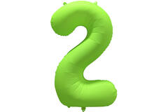 Foil Balloon Number 2 - Neon Green - 86 cm