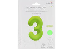 Foil Balloon Number 3 - Neon Green - 86 cm