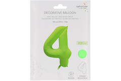 Foil Balloon Number 4 - Neon Green - 86 cm