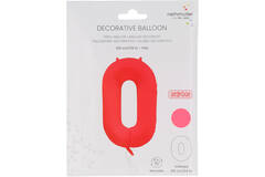 Foil Balloon Number 0 - Neon Red - 86 cm