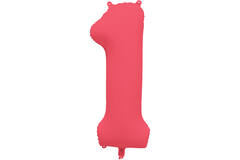 Foil Balloon Number 1 - Neon Red - 86 cm