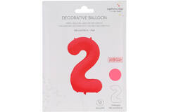 Foil Balloon Number 2 - Neon Red - 86 cm