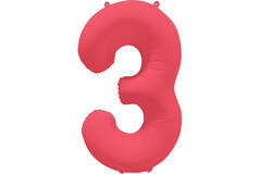 Foil Balloon Number 3 - Neon Red - 86 cm