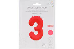 Foil Balloon Number 3 - Neon Red - 86 cm