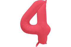 Foil Balloon Number 4 - Neon Red - 86 cm