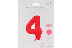 Foil Balloon Number 4 - Neon Red - 86 cm