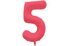 Foil Balloon Number 5 - Neon Red - 86 cm