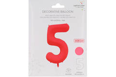 Foil Balloon Number 5 - Neon Red - 86 cm