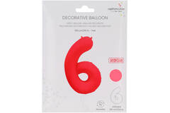 Foil Balloon Number 6 - Neon Red - 86 cm