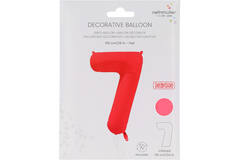 Foil Balloon Number 7 - Neon Red - 86 cm