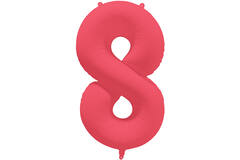 Foil Balloon Number 8 - Neon Red - 86 cm